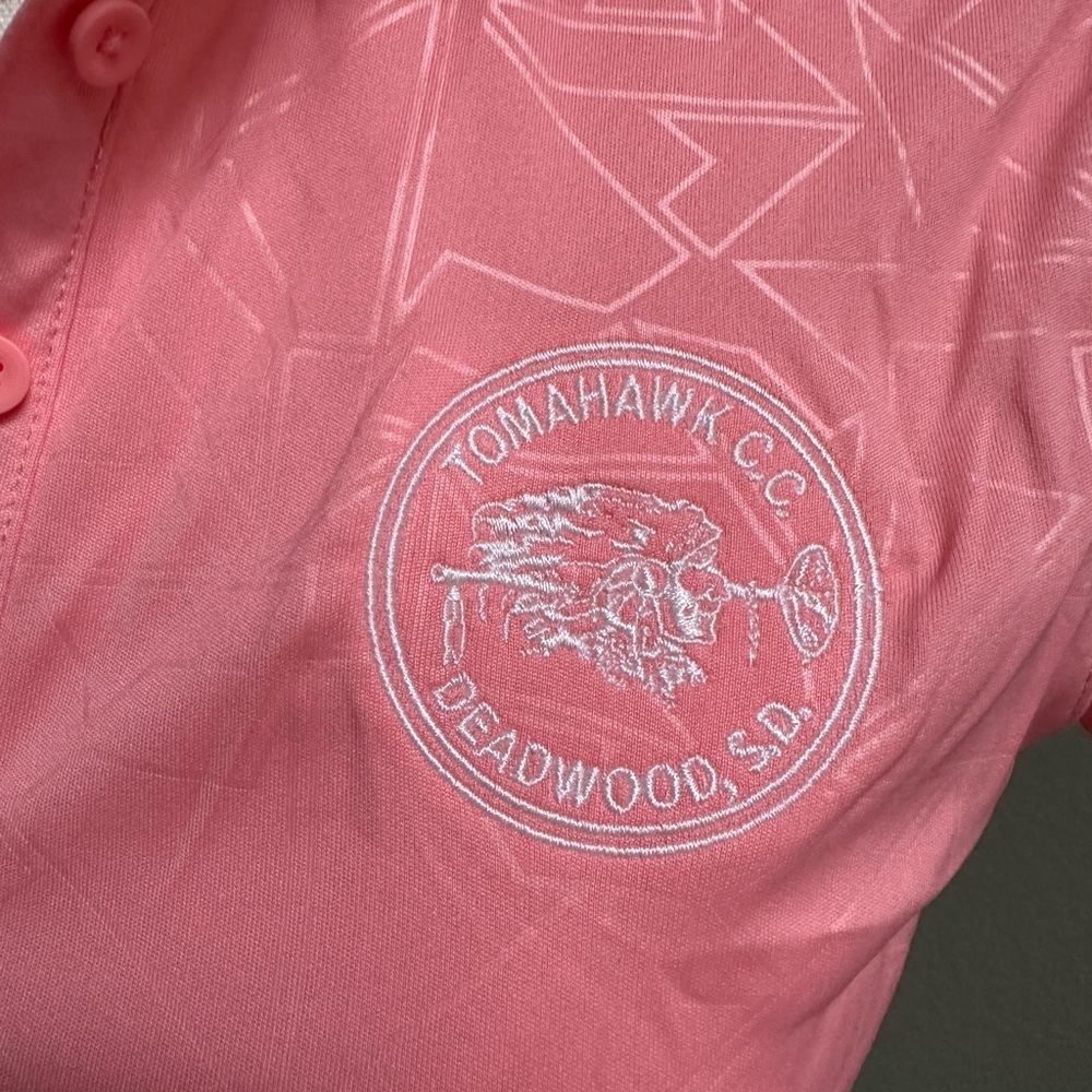 Columbia Pink Golf Shirt with Tomahawk Golf Course Embroidered Logo - Picture 2 of 4